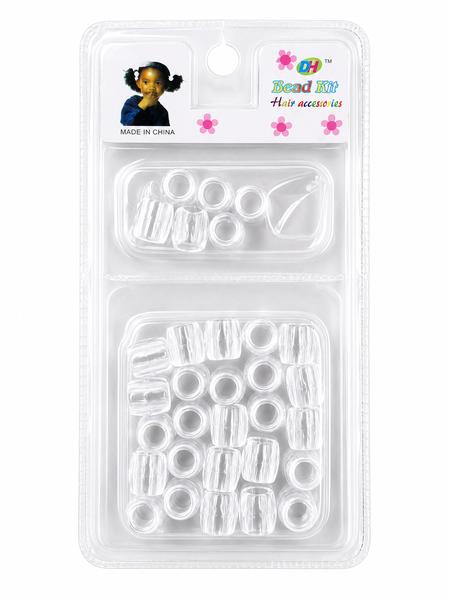 DH Hair Bead Kit Clear Beads